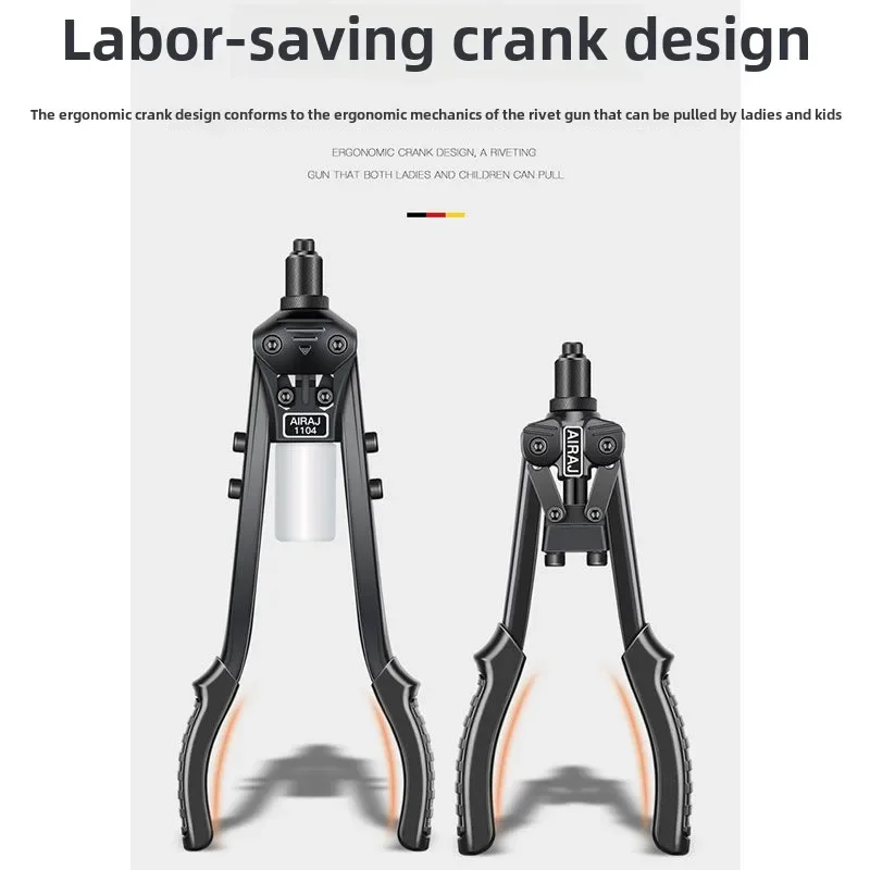 Manual Stainless Steel Rivet Gun, Double Handle Labor-saving Pull Nail Core Pulling Rivet Gun