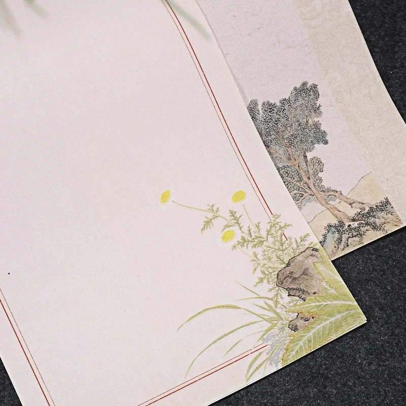 3pack Xuan Paper Calligraphy Practice Paper Wax Dyed Xuan Letter Sheet Semi Raw Semi Ripe Antique Blank Floral Calligraphy Paper