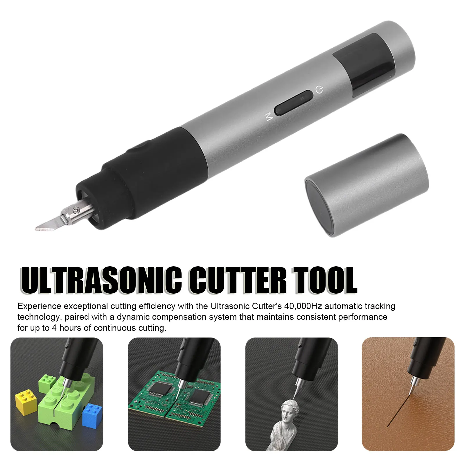 Handheld Ultrasonic Cutter 40KHz Cutting Frequency 3 Speed Adjustable Titanium Alloy Blade Tip Cutter for PCB Carbon Fiber DIY