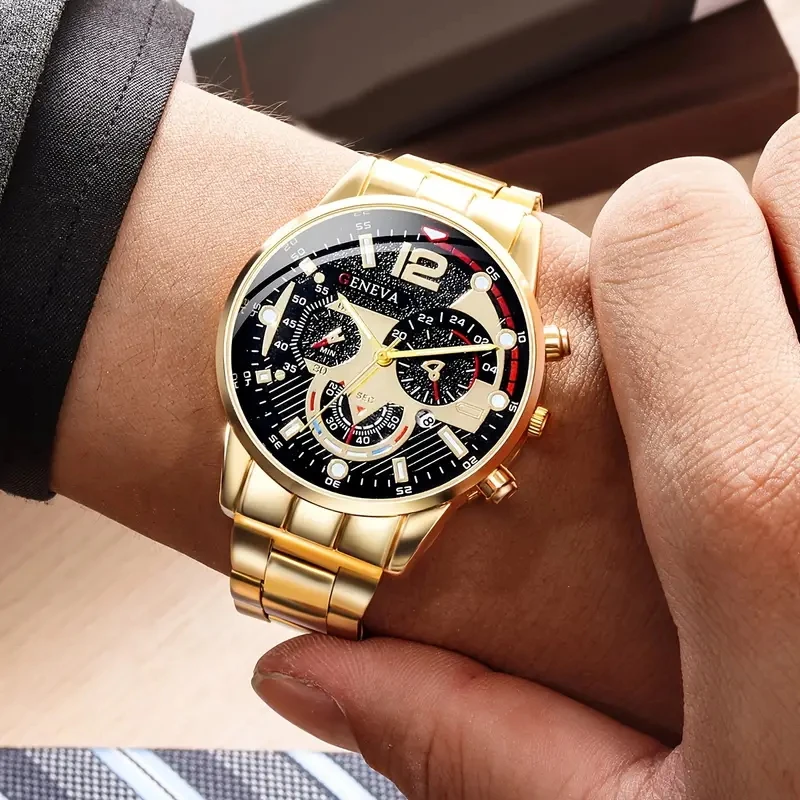 4PCS Fashionable and Elegant Men's Calendar Watch, Suitable for Daily Wear, Birthdays, and Gifts for Family and Friends (No Box)