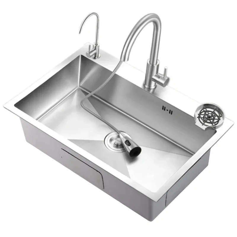 304 Stainless Steel Kitchen Sink Single Basin Bar Above Counter Undermount Installation Washing Basin
