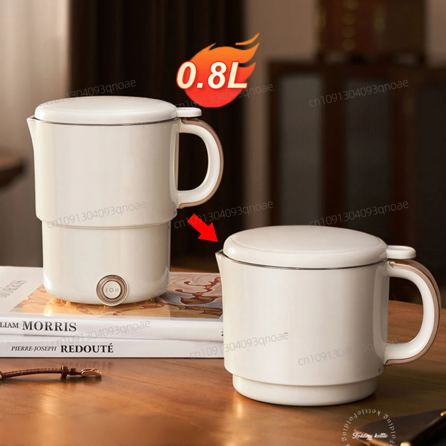 

800ml Foldable Electric Kettle, Portable Cooking Pot, Multi Stove Travel Kettle, Tea Pot, Heating Cup, 304 Stainless Steel Slow