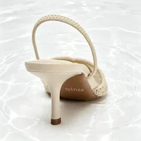 Comfort Mesh Woven Brand Pumps Women Summer Fashion Pointy Toe Thin Heel Designer Shoes Elegant Banquet Dress Shoe Zapatos Mujer - Image 4
