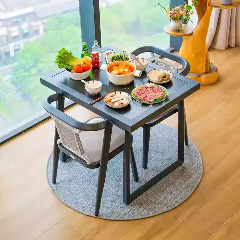 

Balcony rock slab small dining table leisure table and chair combination light luxury modern simple home