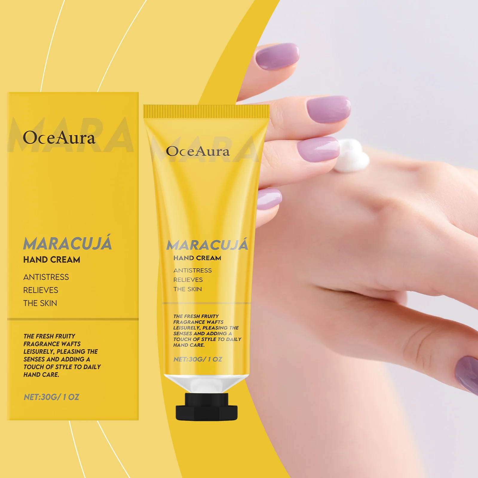 마라쿠자 핸드 크림 – 산뜻한 과일 향, 영양 공급 및 빠른 흡수 기능을 갖춘 안티 스트레스 모이스처라이저, 30g/1oz"