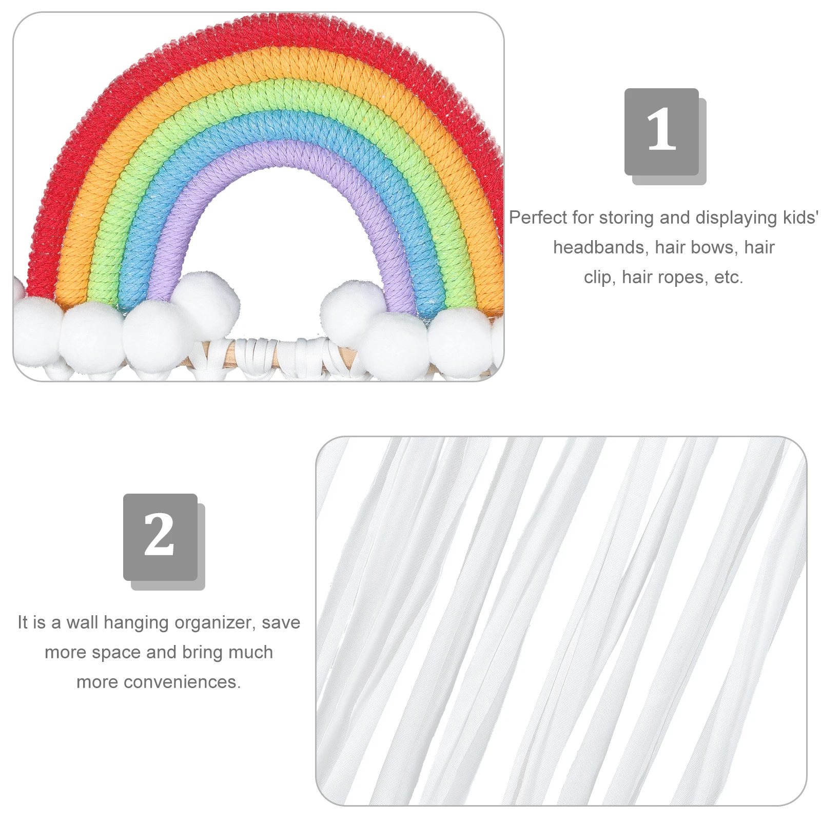 

1 Piece Accessories ganizer 80x30cm Rainbow Hair Accessories ganizer Bow Holder Girls Durable Hairb Storage Display