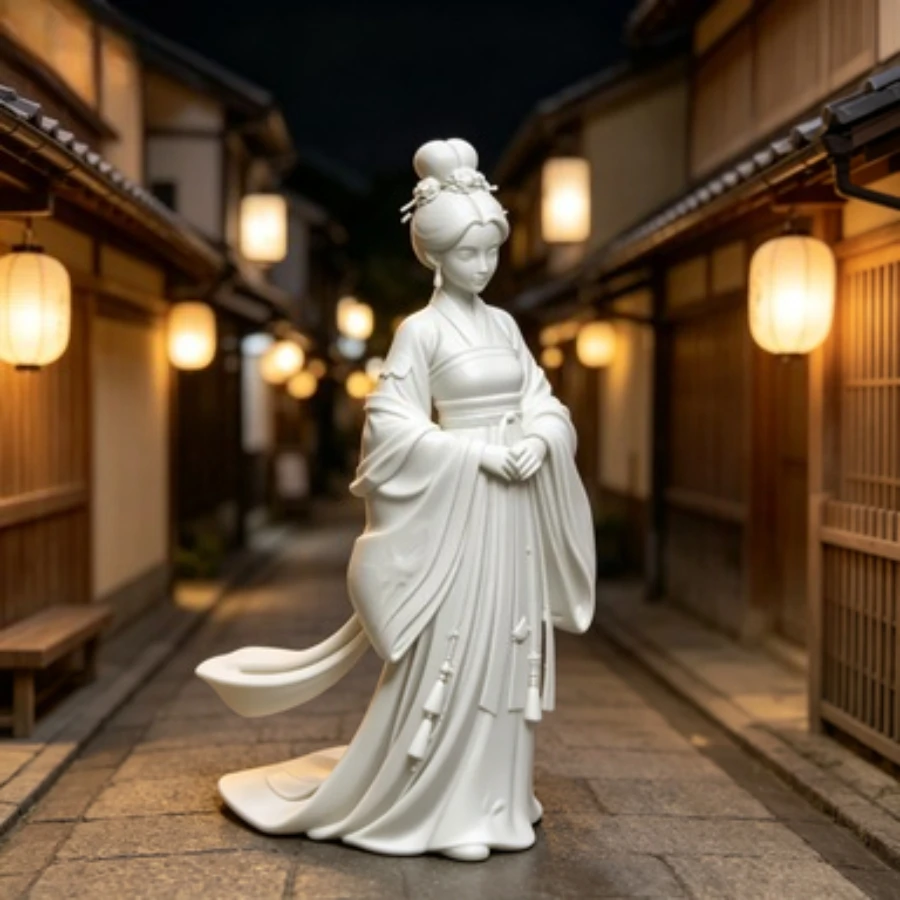 Chinese Hanfu Women's Statue Ancient Beauty Statue 12cm Elegant Flowing Robe Oriental Sculpture New Chinese Desktop Zen Ornament