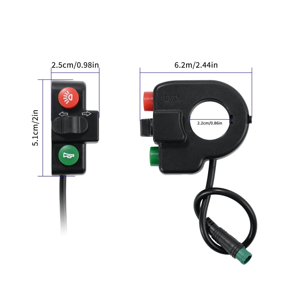 Mutifuctional Electric Scooter Switch Waterproof Signals On/Off Button Turn Indicator Switch Light Switch Electric Bike Accessor