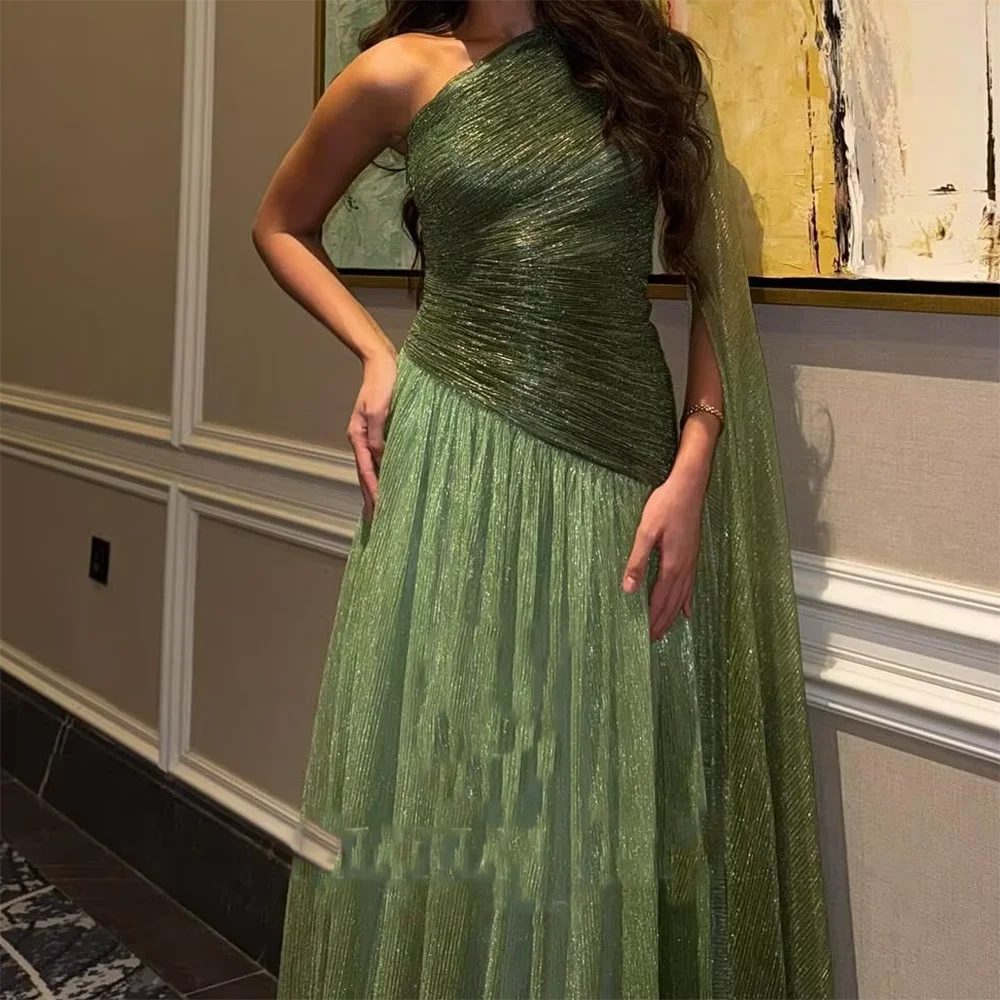 Vestidos de noche formales elegantes de una línea hasta el suelo con un hombro, vestidos de fiesta personalizados