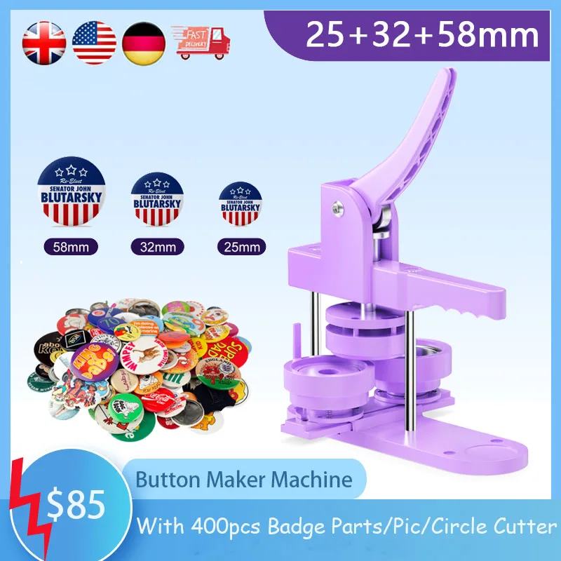 

Button Badge Maker Machine Kit, DIY Badge Pin Maker, Circle Cutter, 400PCs, 25mm, 32mm, 58mm Machine For Badges Badge Maker