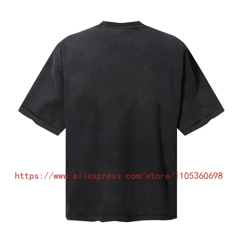 Summer New SAINT Men's T-Shirt Retro Devil Monster Elf Cartoon Graphic Black Oversized Casual Tee Top