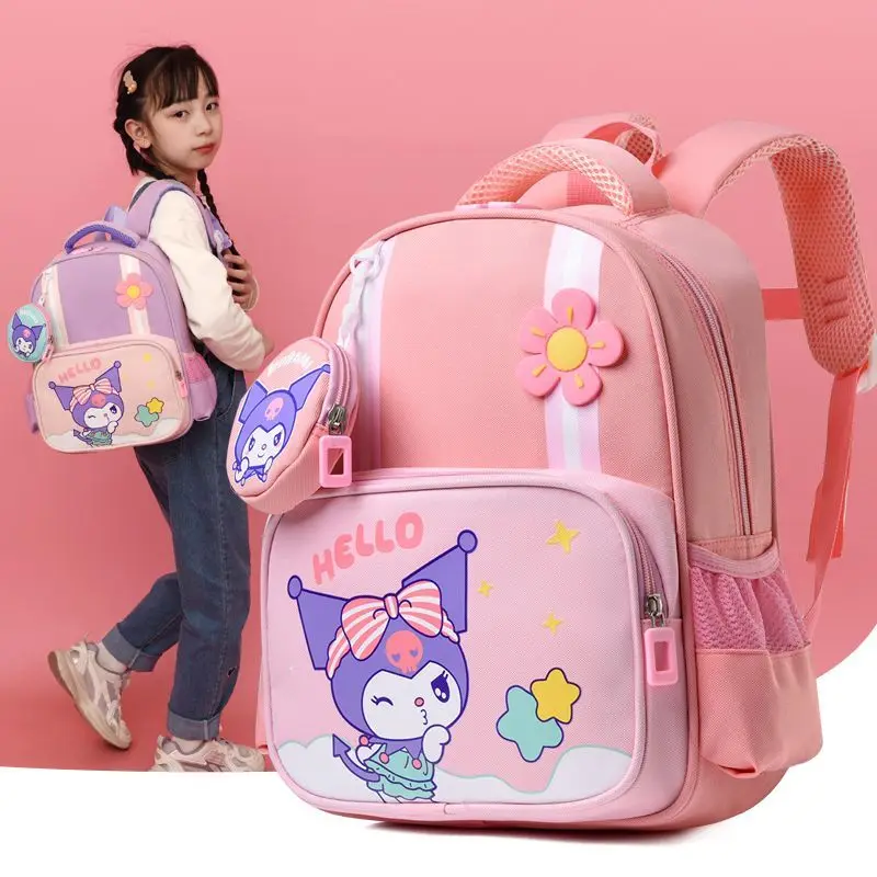 

Sweet Kuromi Children Schoolbag Kawaii Sanrio Anime Girl Heart Cute Cartoon Lightweight Waterproof Backpack Tide Gift for Kids