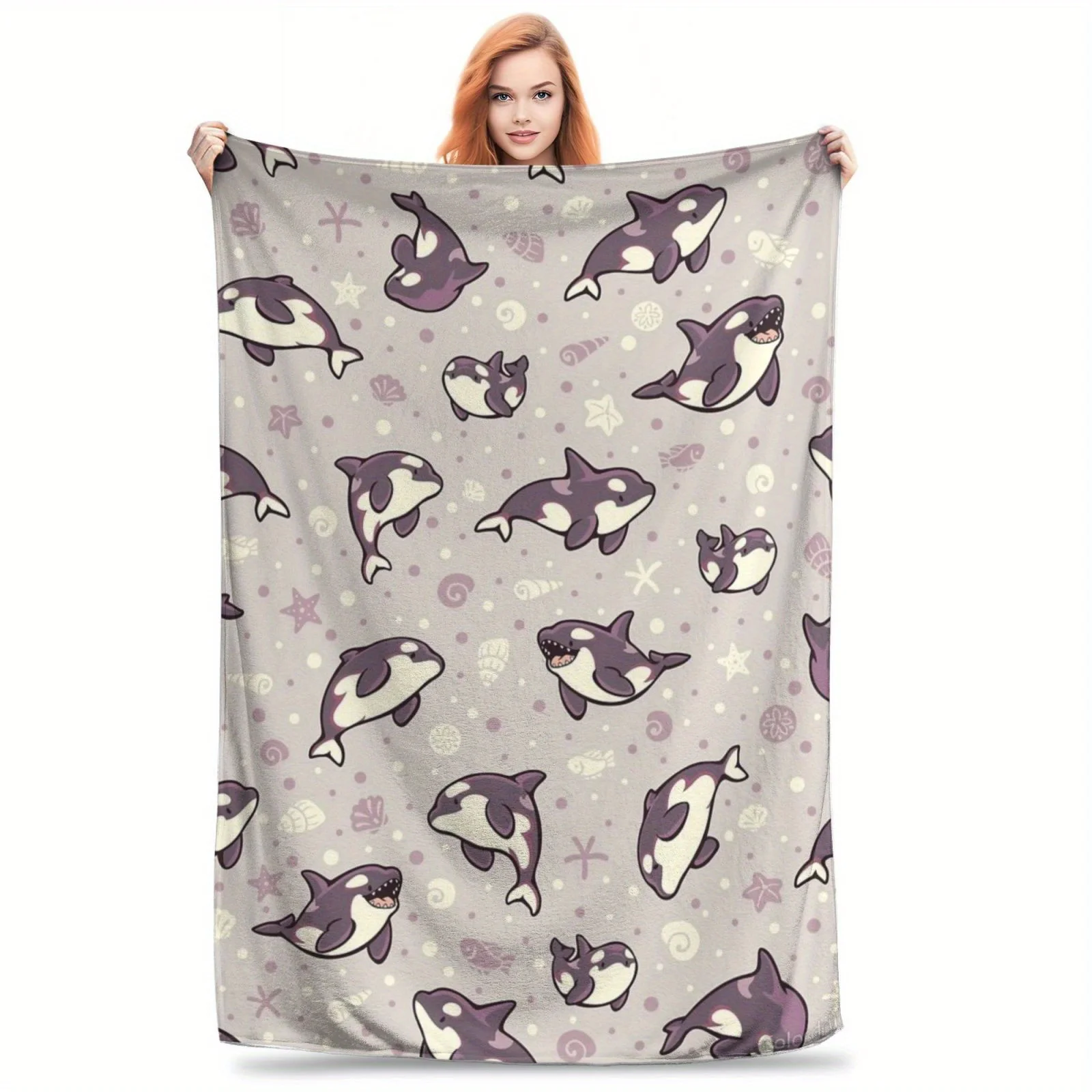Cozy Killer Whale Print Plush Blanket Great For The Sofa Bed Picnics And Travel Machine Washable Extra Large Size