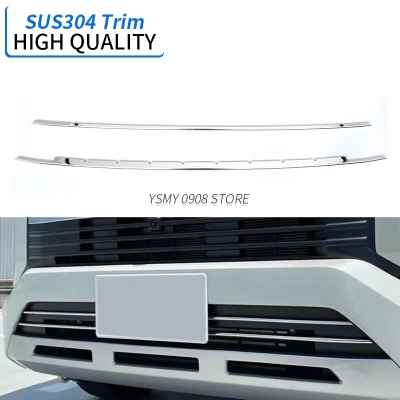 2Pcs Stainless Steel Car Exterior Accessories Chrome Front Bumper Grille Garnish Trim for Mitsubishi Delica D 5 2019