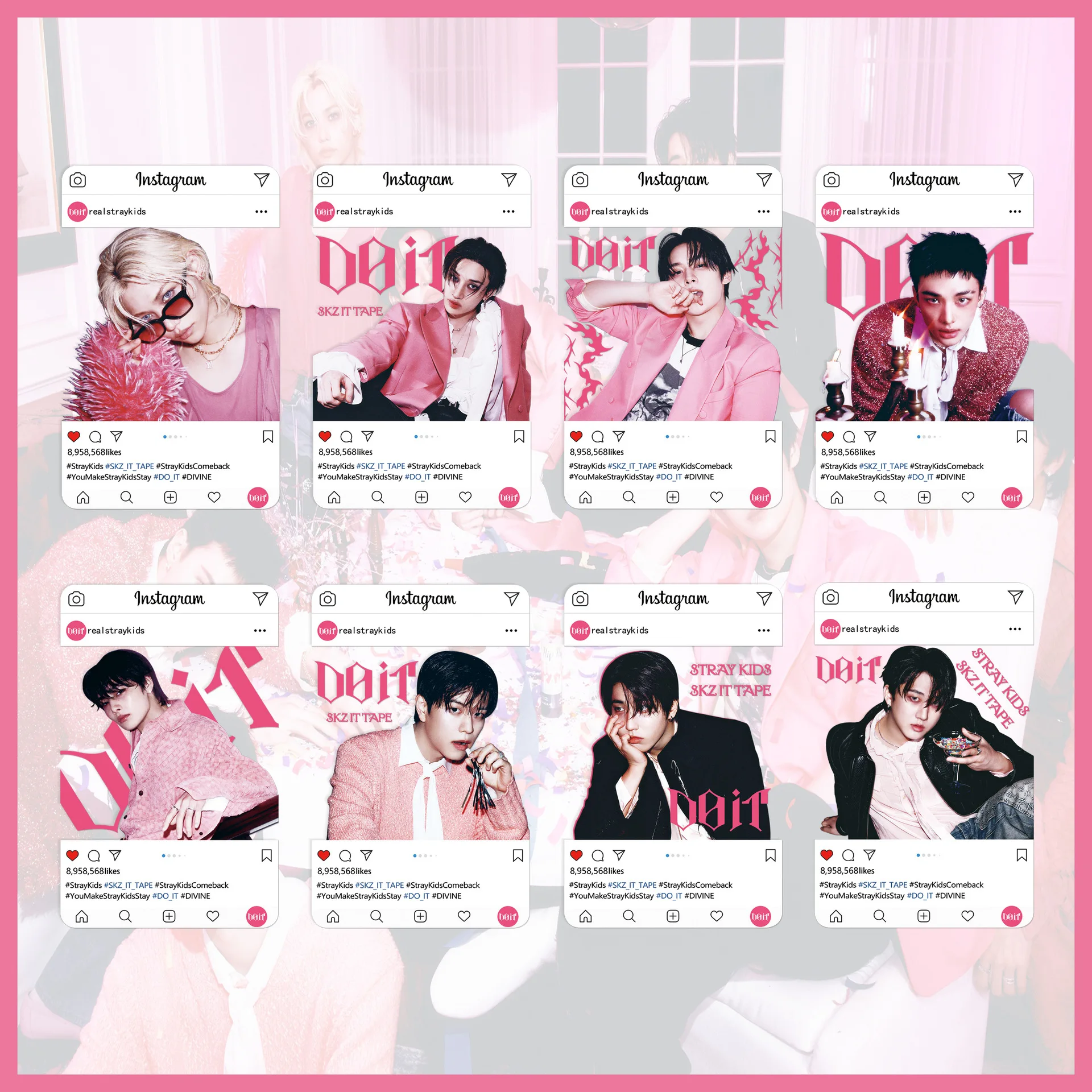 8pcs Stray Kids Albums DO IT Transparent Card SKZOO Felix Periphery PVC Small Card Support Card Fan Collection Card Holiday Gift