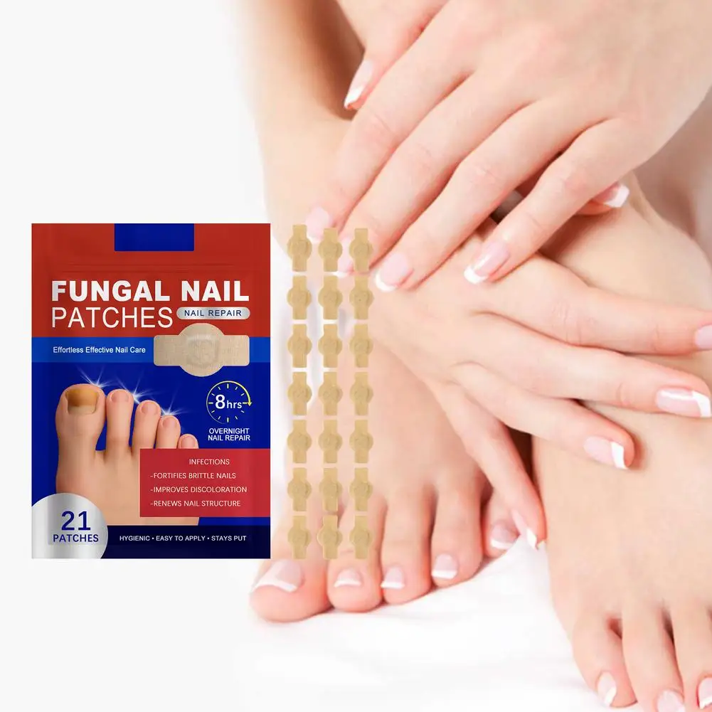 

21Pcs/box Toenail Fungus Patches Waterproof Nail Repair Patches Nail Ingrown Correction Stickers For Discolored Or Damaged Nails