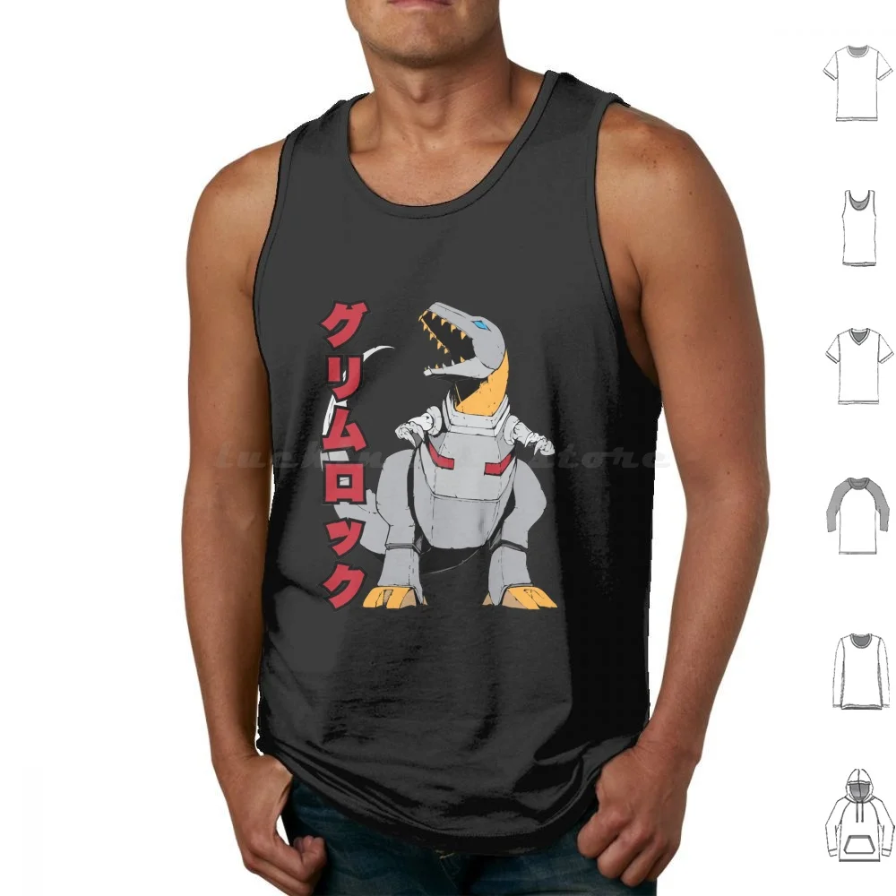 Grimlock Tank Tops Print Cotton Tf Grimlock Space Pulp Dinobot Dinosaur Space Robot Dinosaurs