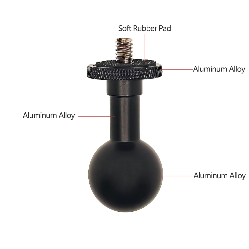 2PCS 17/25mm Aluminum Ball Mount with 1/4'-20 Threaded Stud Adapter for GoPro Hero 13 12 11 10 9 Insta360 DJI OSMO Action Camera