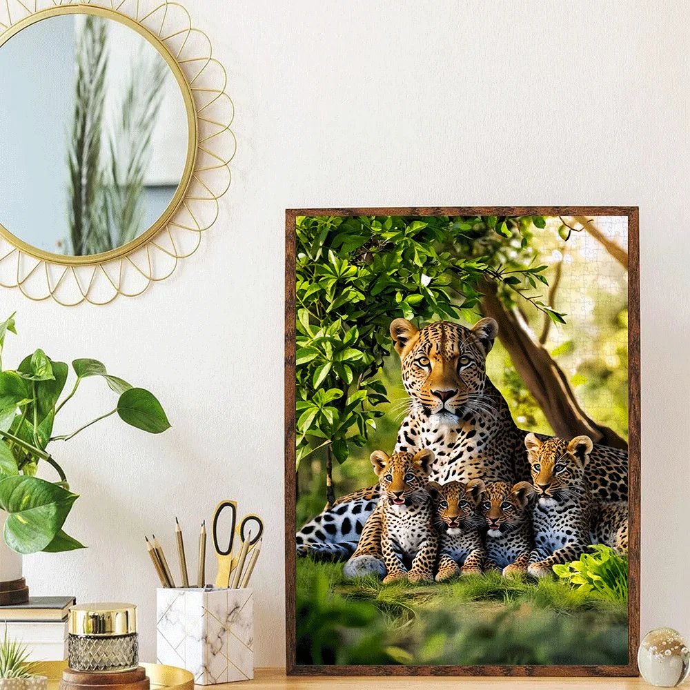 Leopard Cub 1000 stuks groot puzzelspeelgoed, spel voor volwassenen, cadeau voor familie, interactief leuk, doe-het-zelf-huisdecoratie, hersenuitdaging - perfect