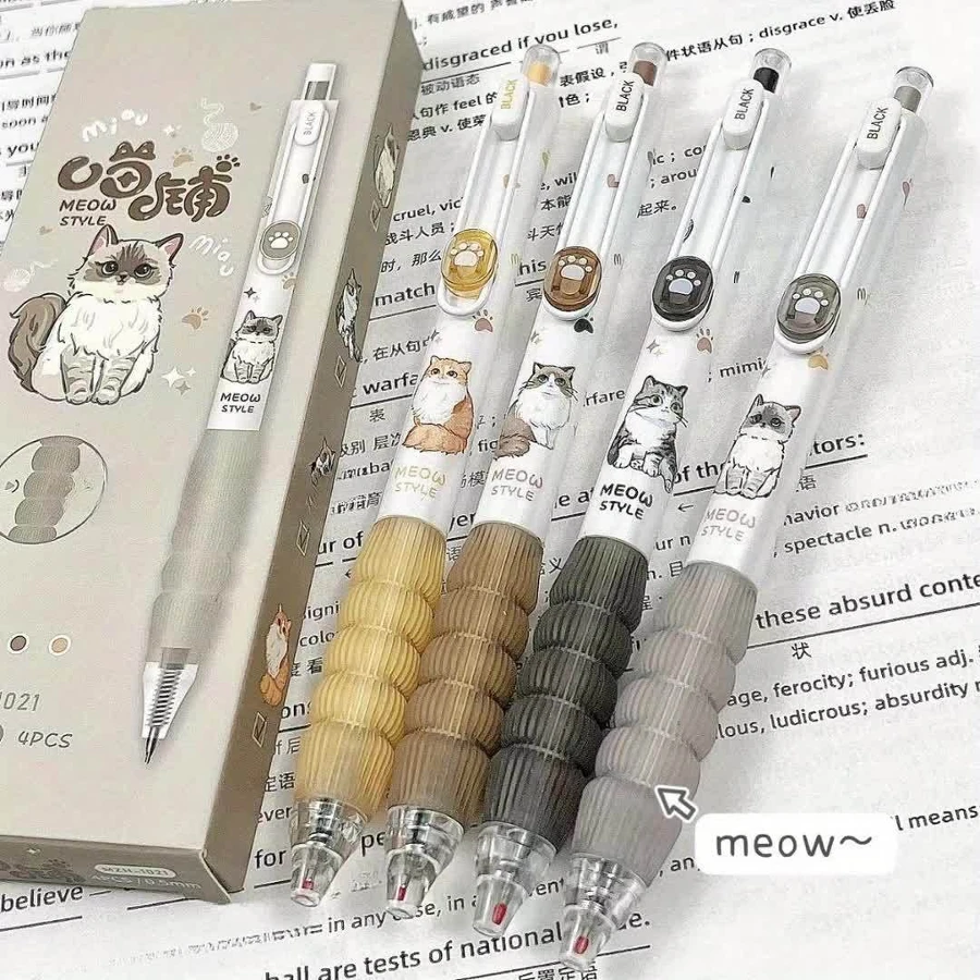 

4/5pcs Adorable Pet-Themed 0.5mm Black Ink Retractable Gel Pens, Quick-Dry Bullet Nib, for Office & School