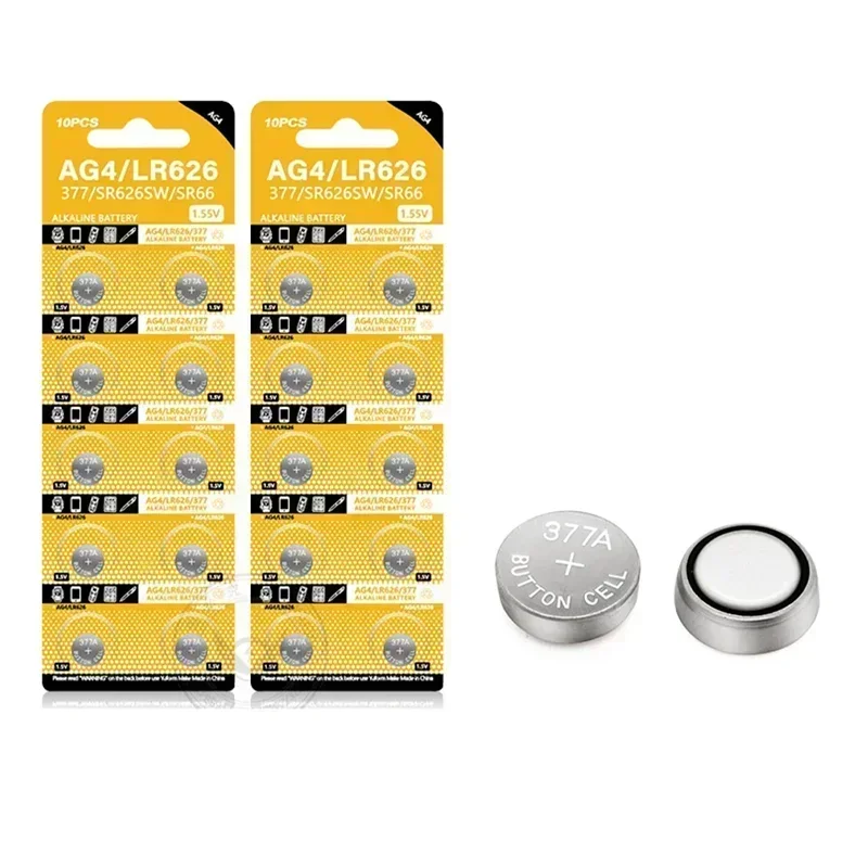 AG4 button battery LR626 377 button battery 1.55V alkaline battery SR626SW 377A LR66 suitable for watches and toys mercury-free