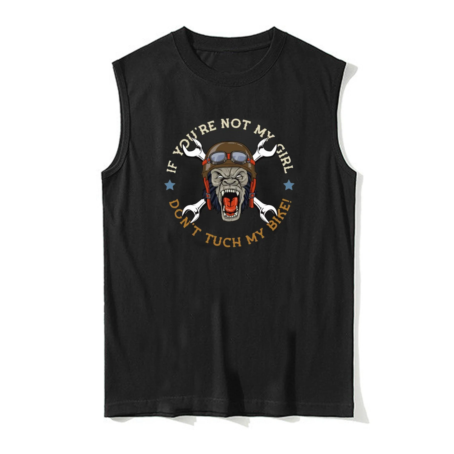 Don't Tuch My Bike. Retro Garage Chopper Biker Motorcyclist Vests 100% Cotton O-Neck Casual Mens Tanktop Sleeveless T-shirt