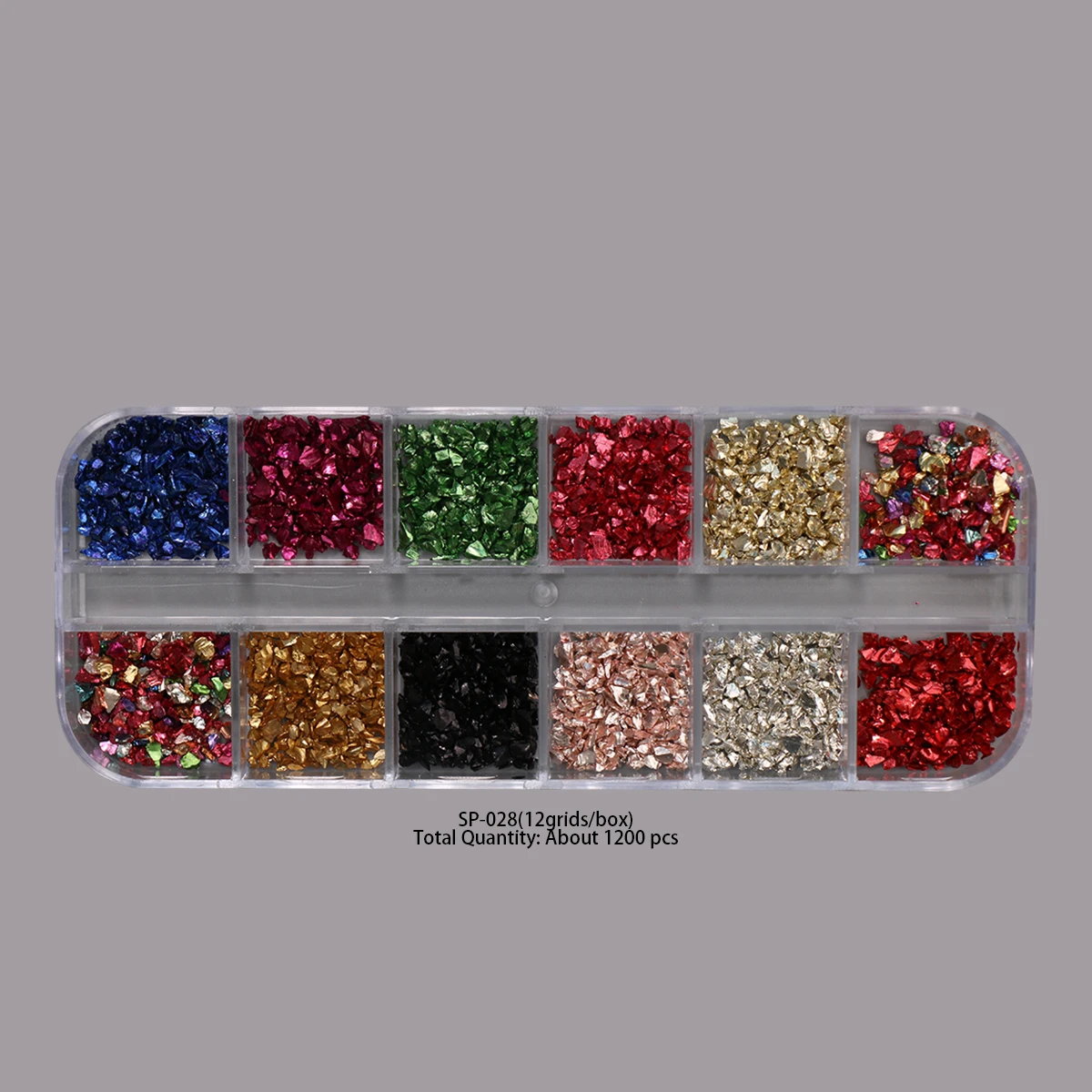 12 Grids Nail Art Metallic Flakes Irregular Stone Shards Mixed Color Gems for DIY Manicure Party Wedding Winter Decor