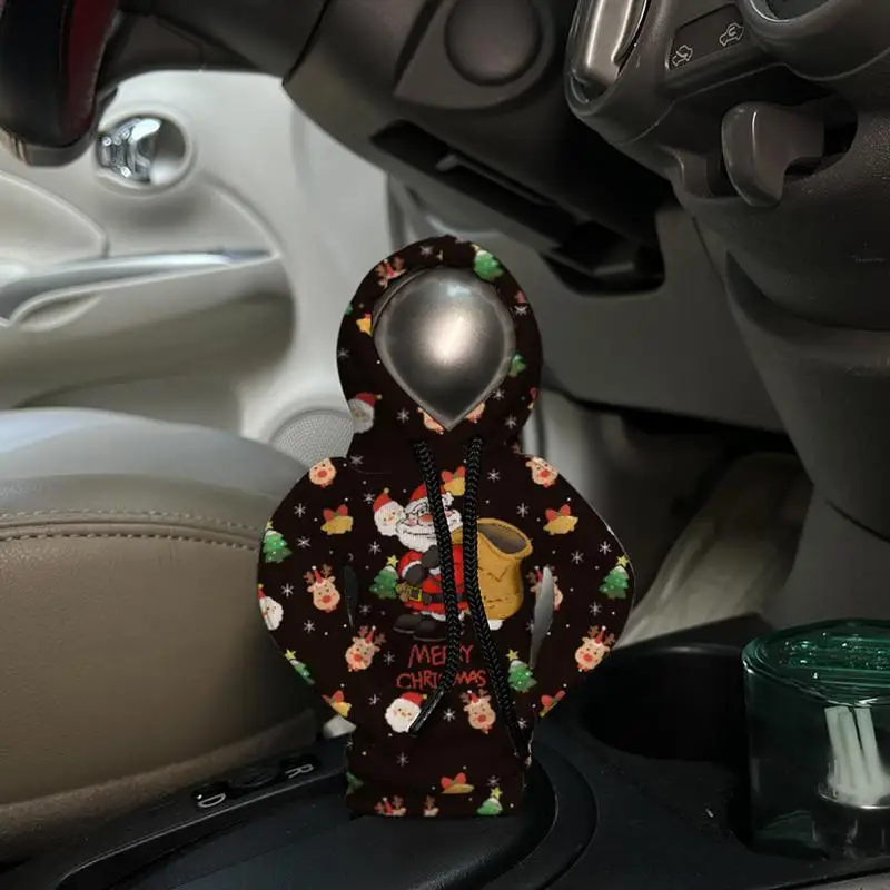 Shift Knob Hoodie Automotive Gear Shift Knob Protector Cover Christmas Print Hoodie For Car Shifter Automotive Interior Cute