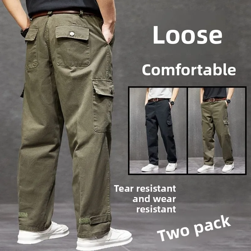 

Мужская рабочая одежда, брюки с высокой талией, свободные парусиновые рабочие брюки, осенняя офисная одежда, прочные молодежные брюки в стиле милитари