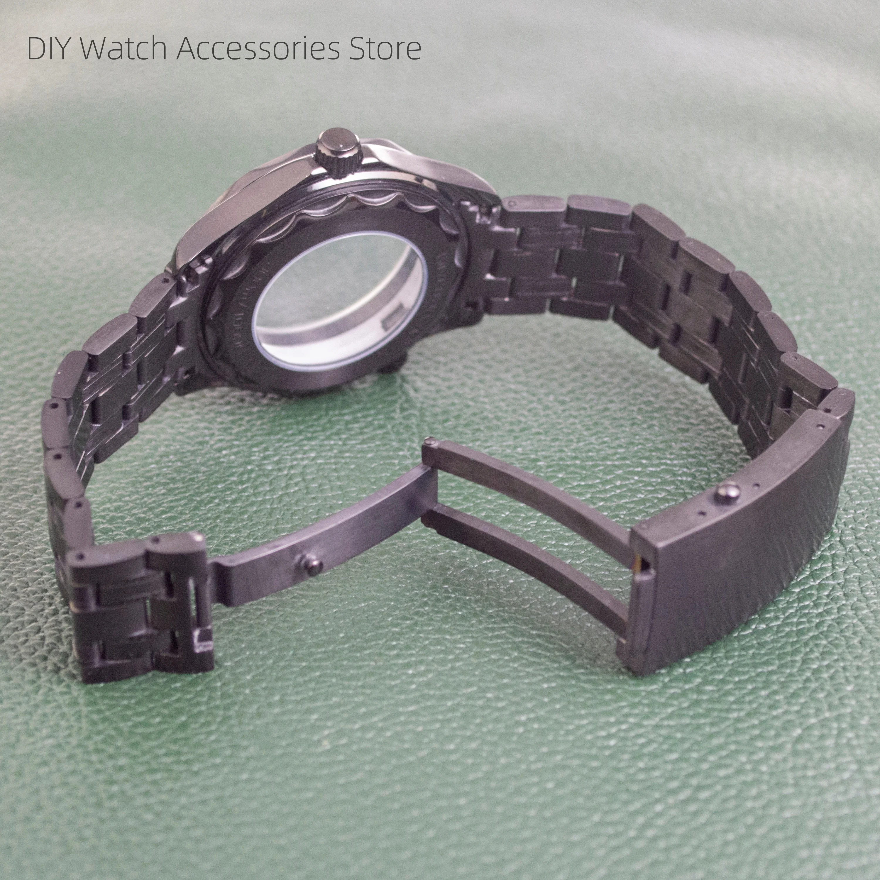 NH35 Watch Case for Seamaster 300 Case 10ATM Waterproof Stainless Steel Strap PVD Black Case fit NH35 NH36 Movement