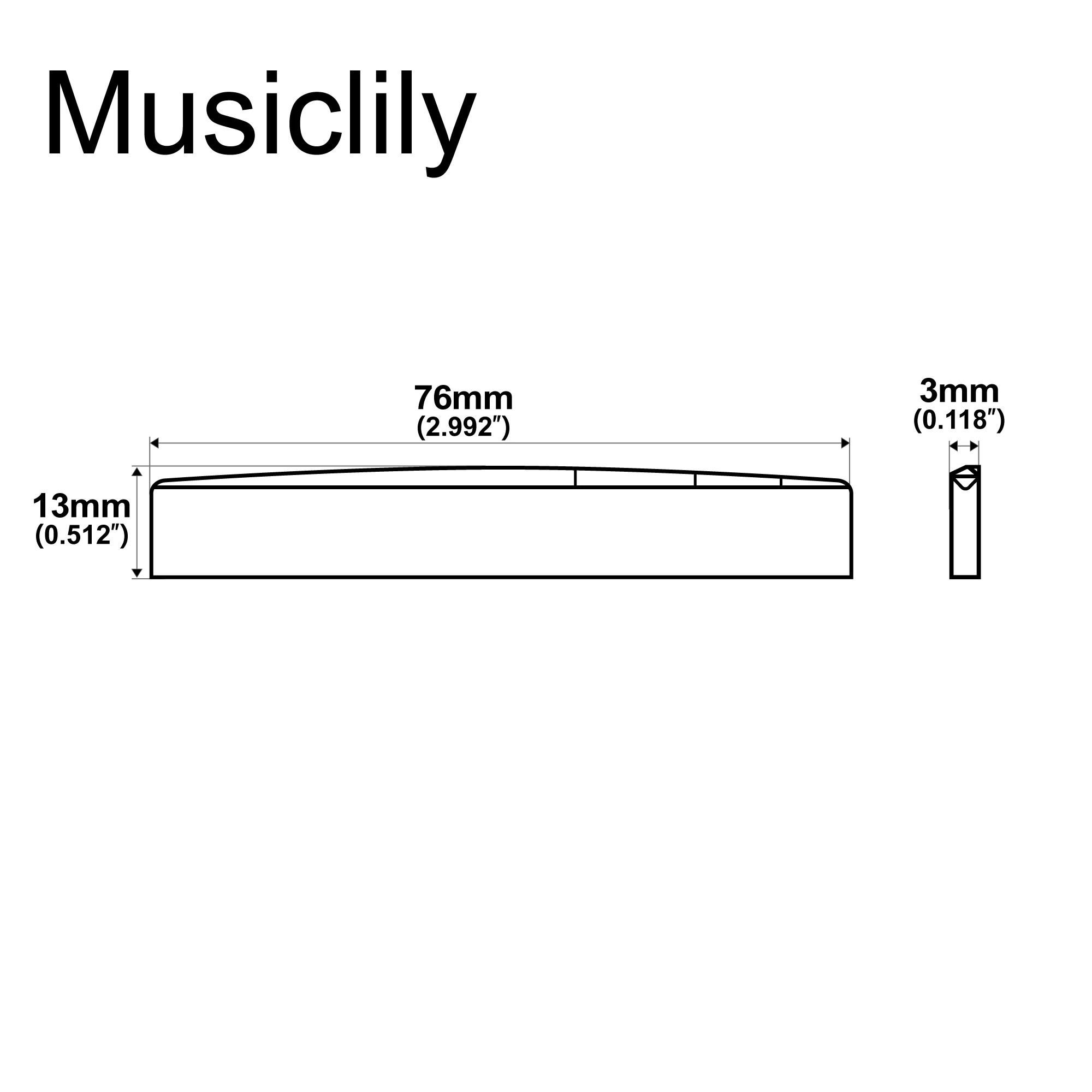 Musiclily-Basic compensado osso guitarra acústica sela, conjunto de 2