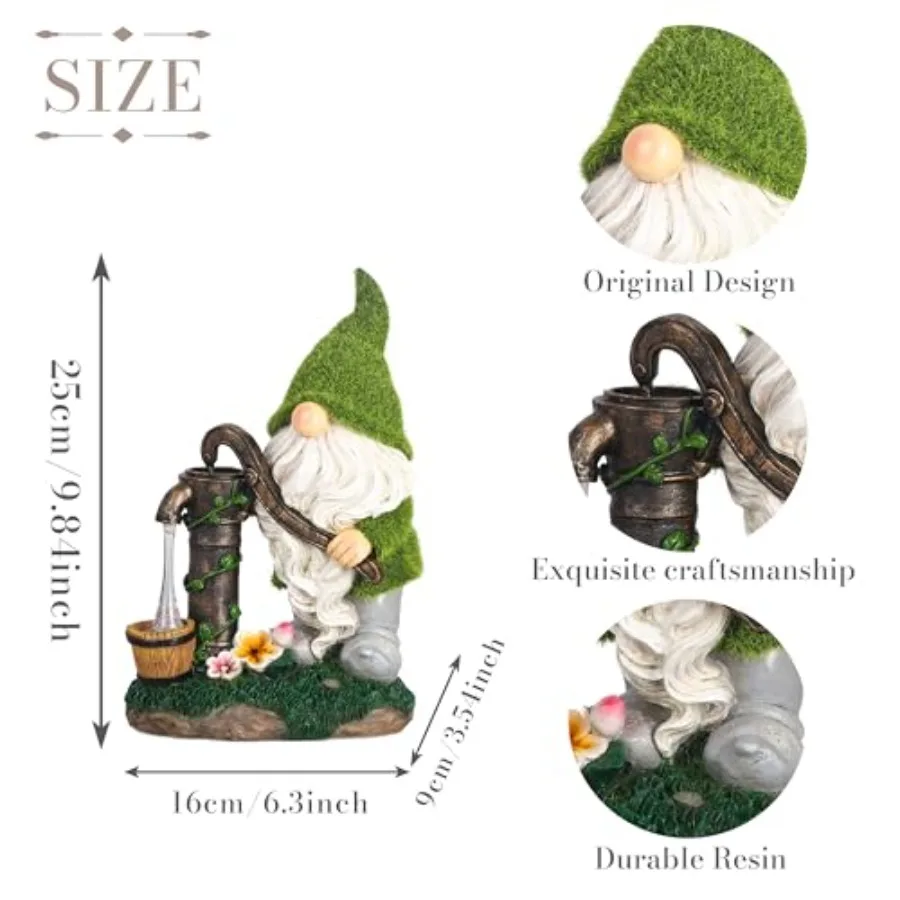 Garden Outdoor Decor, Garden Gnomes Decor with Solar Lights, St Patricks Decorations for Outdoor Decor, Waterproof Resin Decora