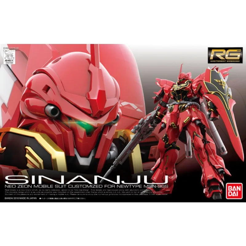 

Бандай RG 1/144 # Коллекционная модель-конструктор Sinanju MSN-06S (22 детали), оригинальные фигурки-игрушки для мальчиков и девочек, подарок