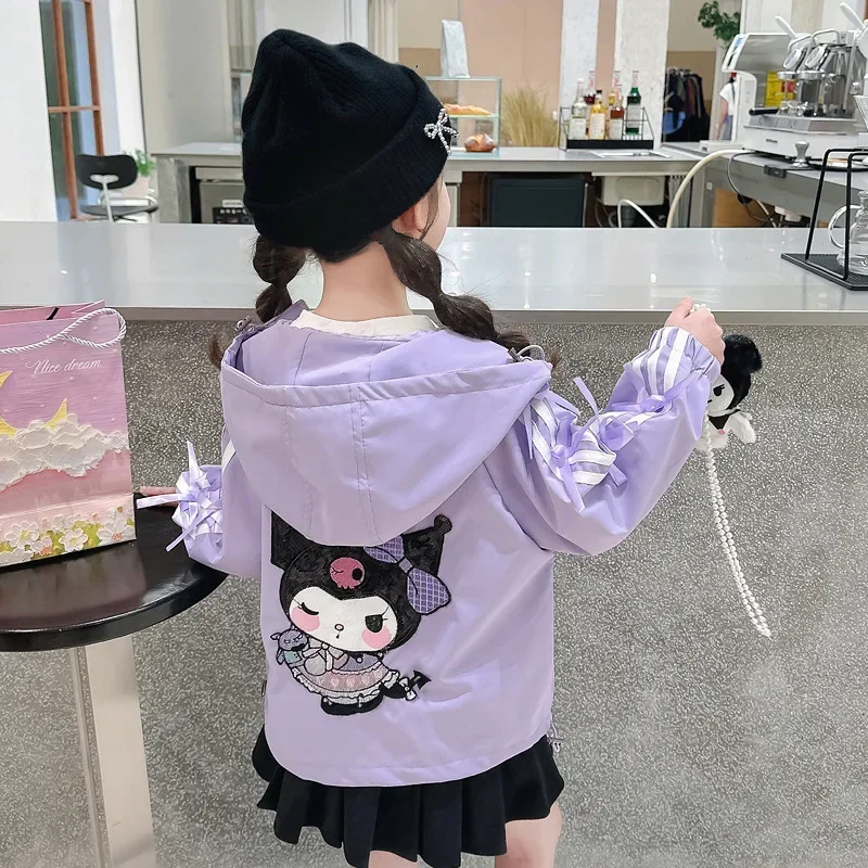 

Spring Autumn Kawaii Sanrio Anime Fashion Long Sleeve Causal Coat Ins Cute Cartoon Children Kuromi Jacket Clothing Gifts for Kid