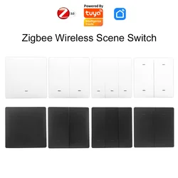 Tuya ZigBee Wireless Smart 12 Scene Switch Wall Light Push Button Controller App Remote Control Works with Alexa Google Home