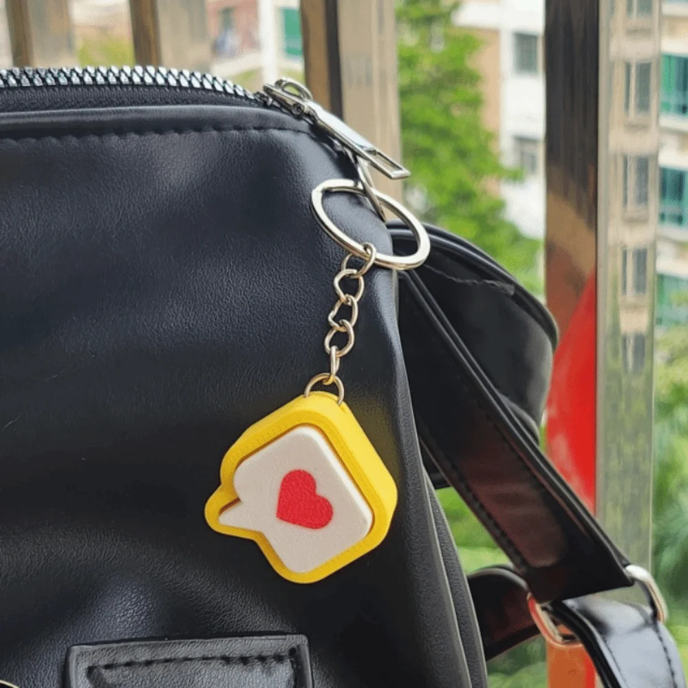 3D Printed Heart Message Fidget Clicker Keychian Yellow Plastic Like Design Finger Press Keychian Stress-Relief