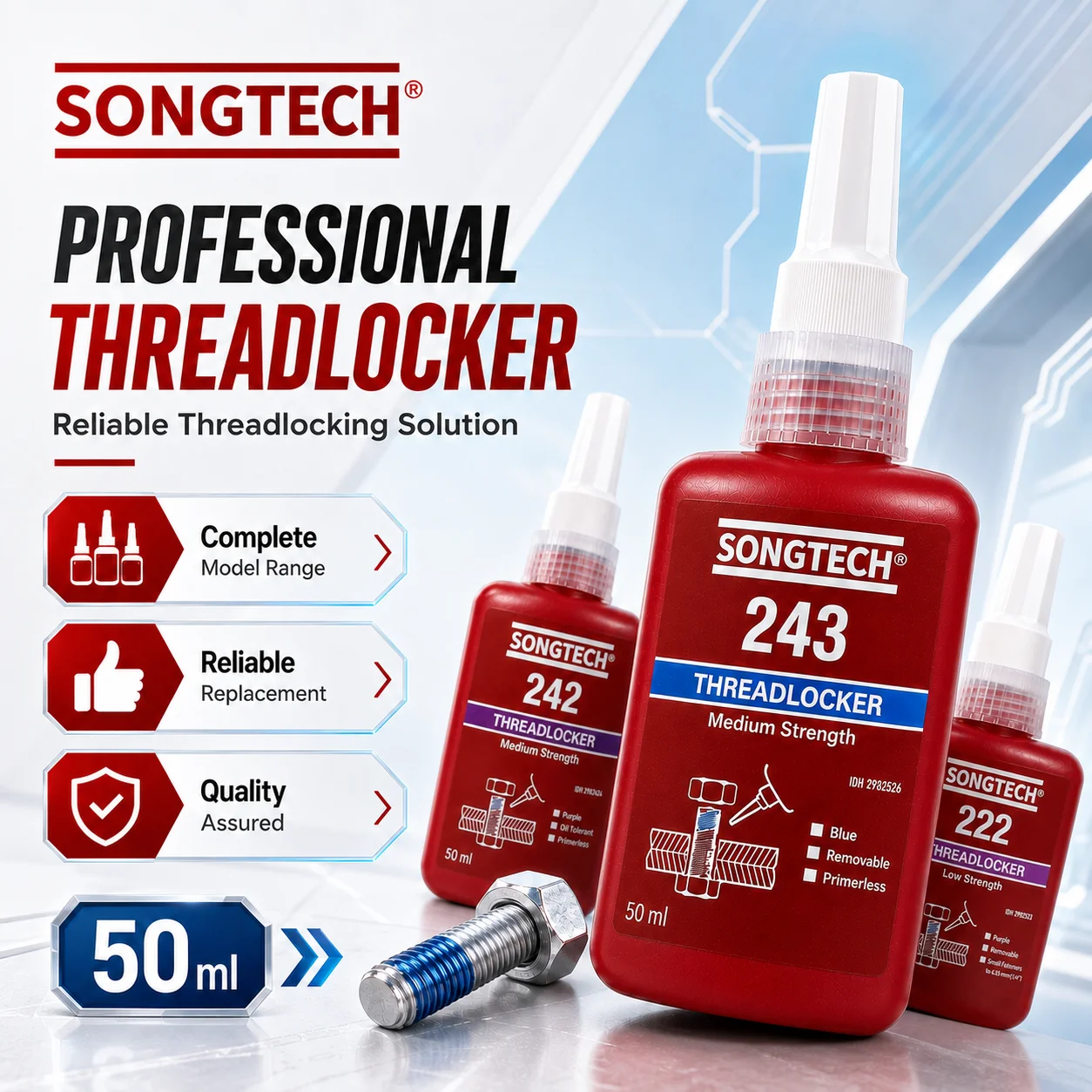 50ml SongTech Loctite 243 242 222 262 263 270 271 272 277 290 Threadlocker Screw Glue Anaerobic Adhesive Thread Locking Agent