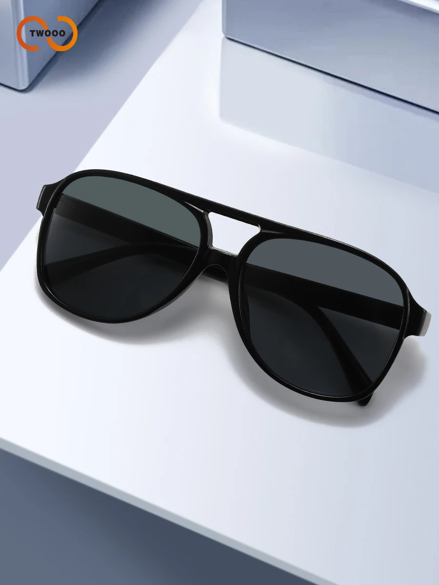 نظارات شمسية كلاسيكية كبيرة الحجم للجنسين، نظارات قيادة عصرية على طراز الشارع، جسر مزدوج مستوحى من مسدس علوي #4