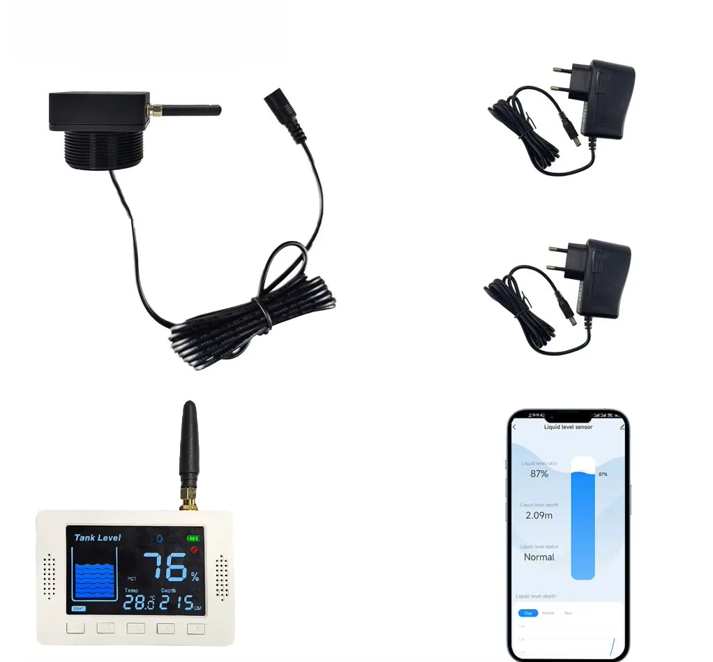 Battery‑Operated Wireless Ultrasonic Tank Level Sensor, Tuya WiFi Diesel Monitor with Indoor Display Screen