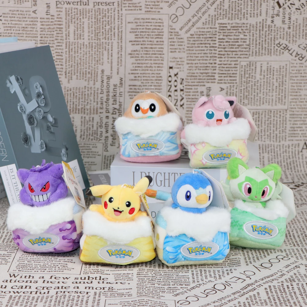 

Pokemon Pendant Plush Toys Cute Gengar Mimikyu Clefairy Piplup Jigglypuff Sprigatito Mew Keychain Stuffed Peluche Dolls Gifts