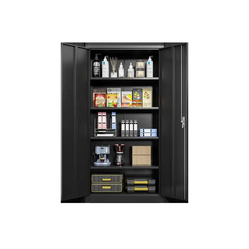 Armário de armazenamento de aço para organizar ferramentas e equipamentos, construção de metal durável, design que economiza espaço, ideal para casa ou