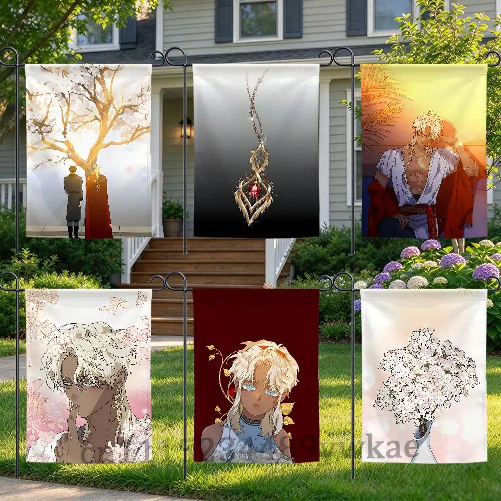 B-Blossoms of the White N-Night Welcome Garden Flag 12x18 Inch Linen Yard Flag Outdoor Lawn Porch Home Garden Decor Banner