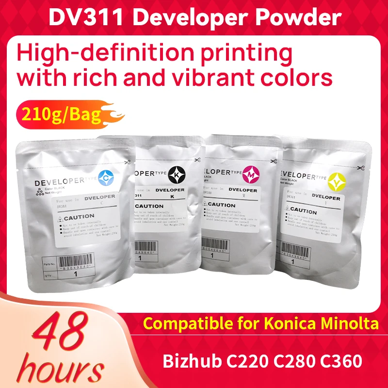 High Quality Powder DV311 DV 311 Developer Powder Compatible for Konica Minolta C220 C360 C280 C 220 360 280 210g/bag 4Color