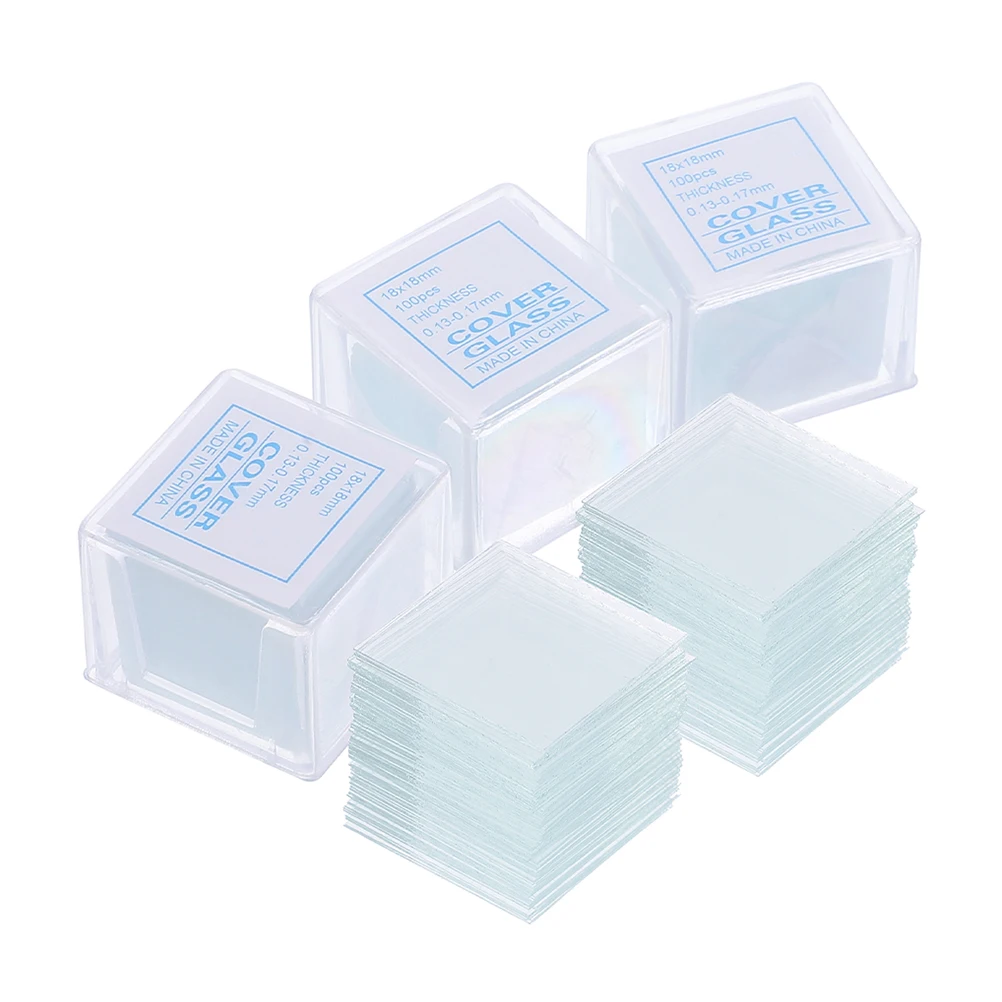 

500Pcs Microscope Cover Glass Clear Square Coverslips for Lab Microscopy Specimen Preparation Accessories Cover Glasses
