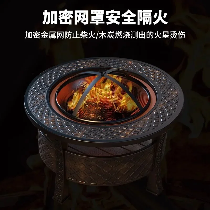 Outdoor courtyard grill Household enclosure stove Tea table BBQ table Winter indoor fire Heating charcoal oven set