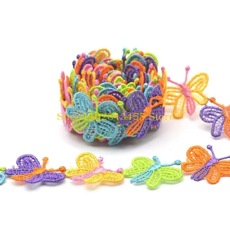 49MC 15 jardas coloridas para fita guarnição renda borboleta apliques bordados costura DIY