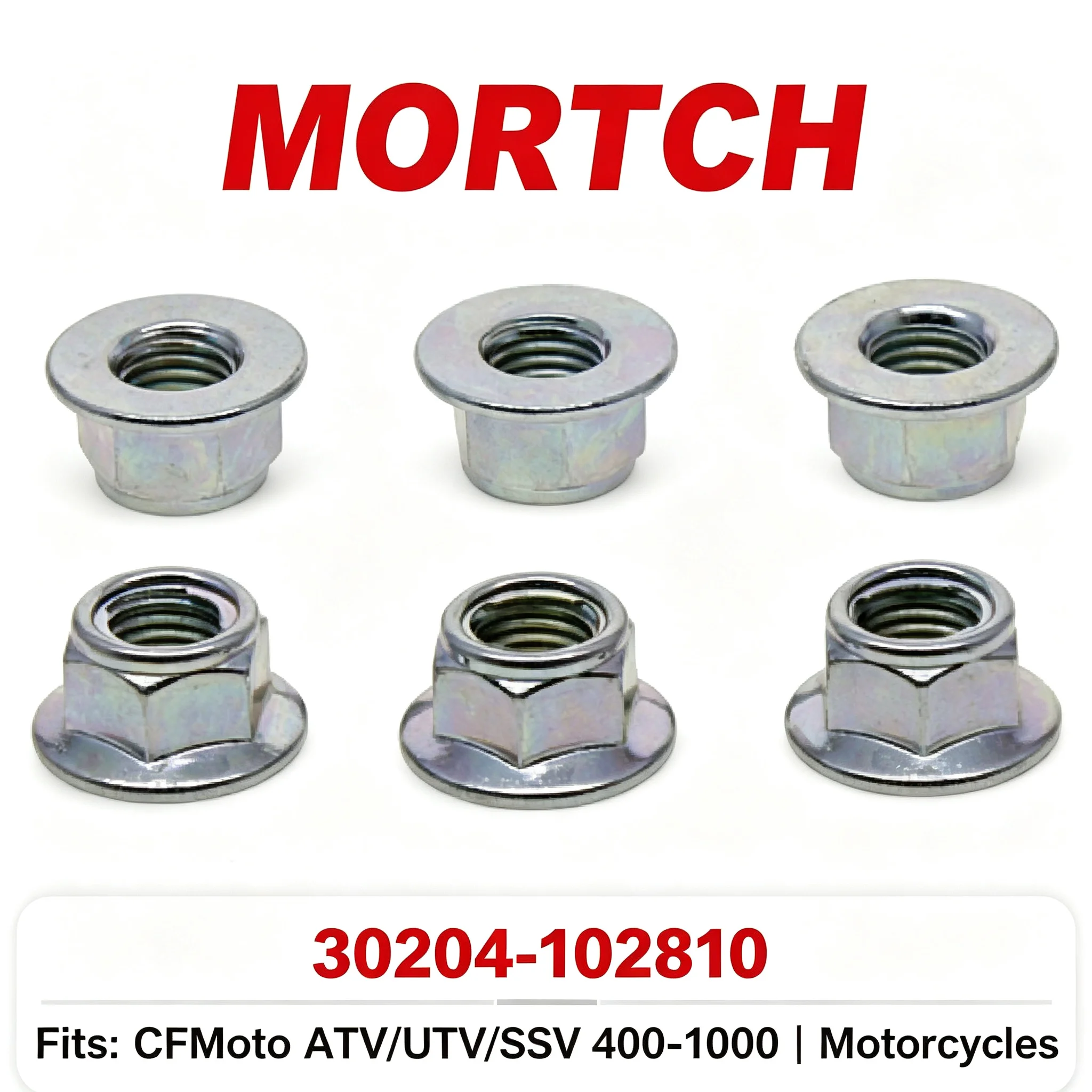 6pcs Pack Universal Fastener Lock Nut M10x1.25 30204-102810 for CFMoto CForce ZForce UForce ATV UTV Motorcycle