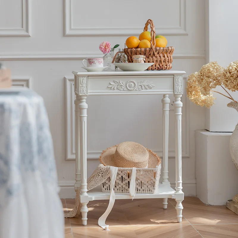 

French side table living room bedroom retro creative Internet celebrity home sofa edge corner decoration display storage