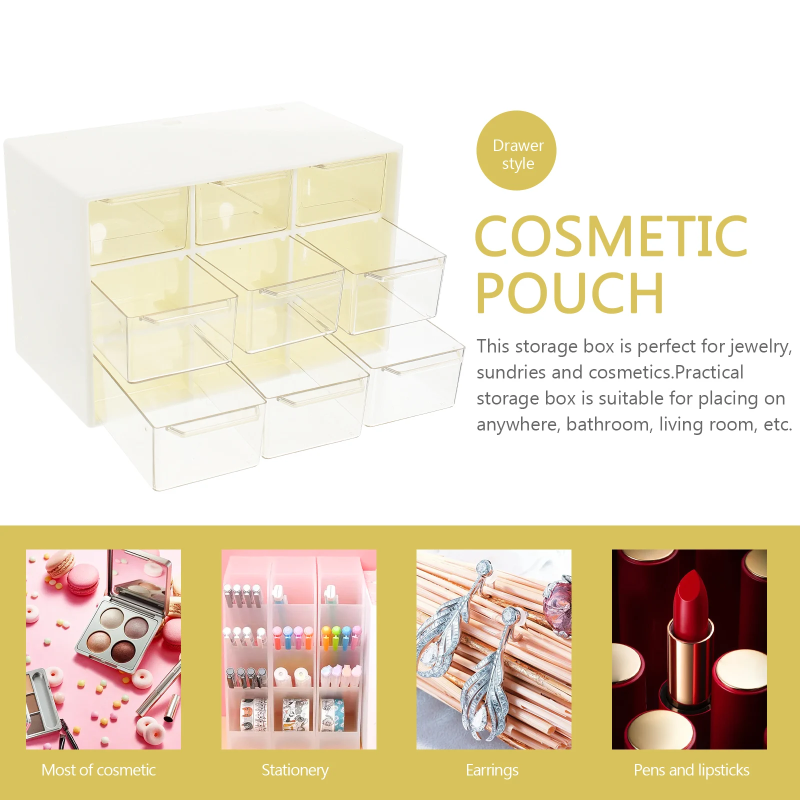 

Drawer Style Box Organizer Bathroom Makeup Desktop Holder Home Storage Case Vanity Organizer Plastic Makeup