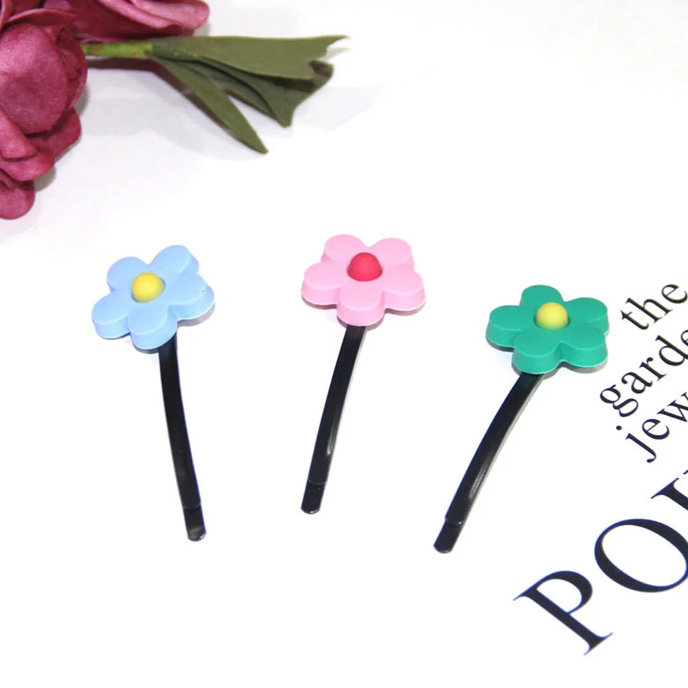 

6pcs Flower Hair Clips Candy Color Fashion Hairpin Women Sparkling Skin-Friendly Durable Color Comfortable Wear Unique